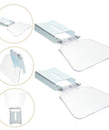 Beefed Up Heavy Duty Bench Grinder Shield Guard Plate, Transparent Stainless Steel Dust Guard For Grinding Machines, Easy To Install, Rust Resistant Safety Cover For Workshop Use, displayed in multiple angles showing stainless steel base and clear shield.