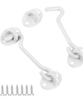 Sturdy White Barn Door Hook And Eye Latch Pair For Quick Privacy Setup Smooth Curved Design rust resistant stainless steel with screws