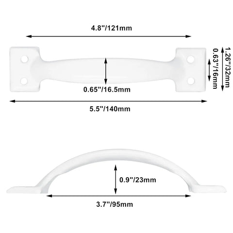 Two Pack Rustic Gate Handle Set With Mounting Screws Black Iron Gate Pulls 5.5 Inch showing dimensions and details