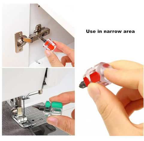 Mini Stubby Screwdriver Set With Magnetic Tips For Tight Spaces used in electronics and sewing machine repairs
