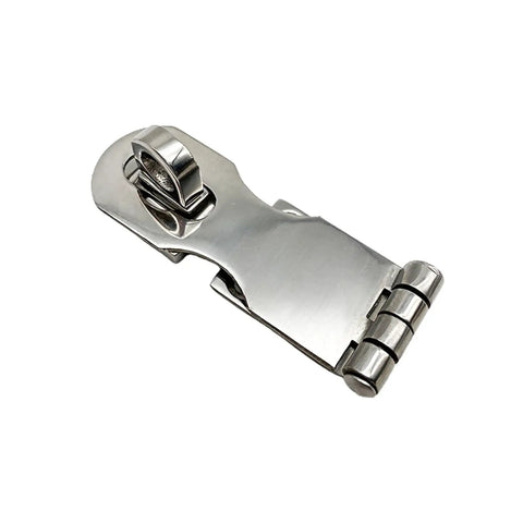 Marine Grade Stainless Steel Door Hasp Locking With Turning Eye Mount For Boats And Cabins, Heavy Duty And Corrosion Resistant Deck Hardware, Quick Install, Dockside Ready Boat Security Locking Hasp, stainless steel latch with turning eye and hinge