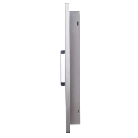 Side view of Stainless Steel Flush Mount Outdoor Kitchen Door Set Double Access Door 30 Inch Wide 21 Inch High Rust Resistant And Weatherproof.