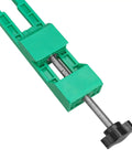 Workhorse Adjustable Wood Cutting Guide With Portable Circular Saw Fence And Hassle Free Milling Clamp close-up of green clamp mechanism