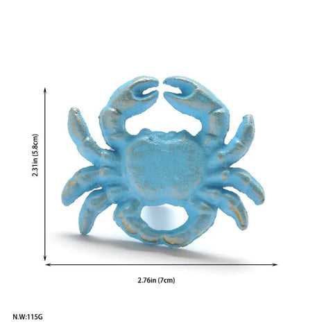 Crab handle from 4 Piece Mediterranean Blue Iron Cabinet Knobs Set With Seahorse, Starfish, Crab, And Shell Handles For Cabinets