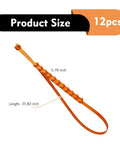 Heavy Duty Car Snow Tire Chains 12 Piece Set Spiral Anti Skid Traction Straps, 35.82 inches long, durable orange zip tie.