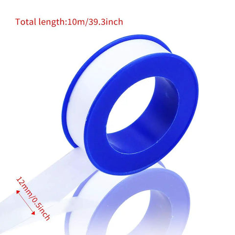 30 Pack One Half Inch Teflon Tape Industrial Thread Seal Tapes For Plumbing Waterproof Seals 394 Inch Each Roll Perfect For Plumbers And DIY Projects On Threaded Pipes, close-up