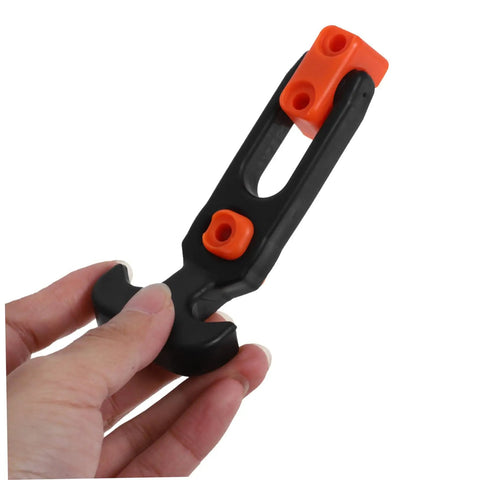 Close-up of heavy duty hood latch kit rubber T handle latch in hand for cars