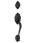 Brookshire Exterior Handleset With Deadbolt In Aged Bronze Exterior Half Only Adjustable Bottom Through Bolt For Easy Install Fits Four Inch Center To Center Prep Two Piece Assembly Requires F59 To Complete shown in image.