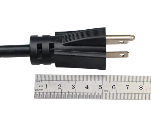 Close-up of 3 prong plug for Heavy Duty 3 Outlet Outdoor Extension Cord 10 Ft 14 AWG 15 Amp Waterproof Power Strip.