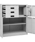 Lockable Metal File Cabinet With Doors And Drawers In White For Home Office Garage Storage Secure Steel Cabinet