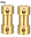 2 Pack Shaft Coupler 3mm to 3mm Connector Adapter For RC Planes Boats Motors Gold Tone Copper M3 Thread 20x9mm Size Easy Install Lightweight 16g Ideal DIY RC Build Accessory, two gold-tone copper couplers