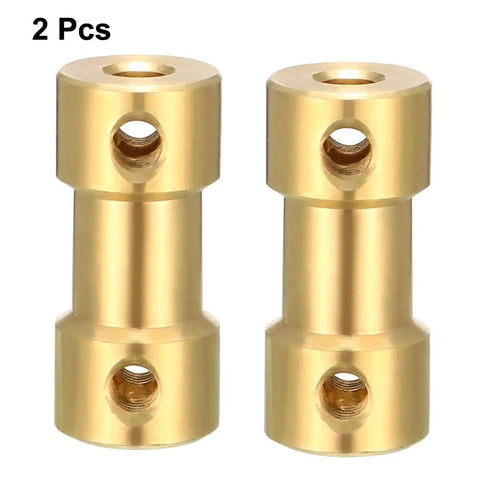 2 Pack Shaft Coupler 3mm to 3mm Connector Adapter For RC Planes Boats Motors Gold Tone Copper M3 Thread 20x9mm Size Easy Install Lightweight 16g Ideal DIY RC Build Accessory, two gold-tone copper couplers