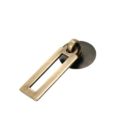 Set Of 6 Brass Cabinet Knobs And Tear Drop Pull Handles In Bronze Finish Durable Brass Construction For Cabinets And Drawers Includes Screws Total Size 58mm Long By 25mm Wide With Round 25mm Diameter And Rectangular 47x16mm Options, close-up view of tear drop pull handle with round base