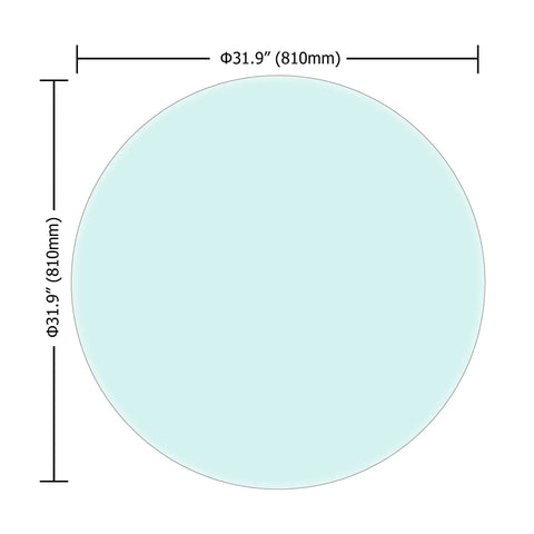 32 Inch Round Tempered Glass Lazy Susan Turntable Rock Solid Slick Beveled Edge Clear Tabletop Organizer with dimensions shown