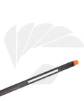2 Inch TPU Arrow Vanes White Fletchings For DIY Arrows Archery Bow Pack Of 50 aligned on black arrow shaft