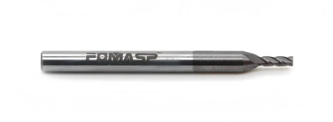 Carbide Square End Mill 4 Flute Diameter One Sixteenth Inch, Cutting Length Three Sixteenth Inch, Shank One Eighth Inch, Side View