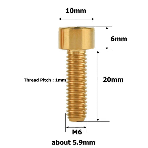 Titanium M6x20 Socket Allen Hex Bolts For Bicycle Disc Brake Caliper Adapter Screws 4 Pack Gold Grade 5 Corrosion Resistant