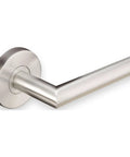 Round Rosette Tubular Passage Door Lever Set in Satin Stainless Steel, Modern Frankfurt Style Interior Lever With 2-3/8 Inch Backset