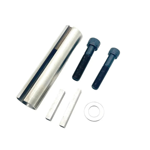 Gas Engine Pulley Crankshaft Sleeve Adapter Kit Extends Shaft Diameter From 1 To 1 1/8 Inch Made Of Premium 304 Stainless Steel For Pulleys And Gearboxes Includes 2 Keys 3/8 24 Screws 7/16 20 Screws And Washer
