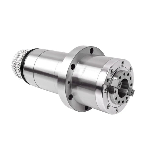 Top Shelf CNC Belt Driven Spindle Assembly With Automatic Tool Changer Slick Six Thousand RPM Speed, showcasing a precision machined spindle.