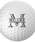 Personalized Name And Initial Golf Balls Set Of 6 For Custom Gifts USGA Approved with 'MILLER' initial design, close-up
