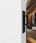 Pocket Door Edge Pull With Push Auto Bounce Switch Slick Brushed Nickel Black Finish Sliding Door Hardware Flush Hidden Handle on white door edge