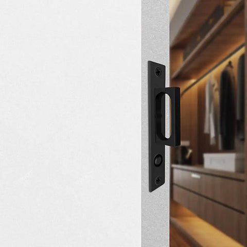 Pocket Door Edge Pull With Push Auto Bounce Switch Slick Brushed Nickel Black Finish Sliding Door Hardware Flush Hidden Handle on white door edge