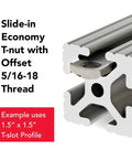 Stainless Steel Slide In T Nut With Offset Thread For Fifteen Series Aluminum Extrusion Five Sixteenths By Eighteen Thread in profile