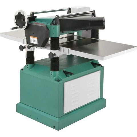 Heavy Duty 20 Inch Thickness Planer With A Beefy 5 Horsepower Motor And Swappable Spiral Carbide Cutterheads Rock Solid Cast Iron Construction Precision Ground Tables And Wings Includes Reliable Board Return Rollers