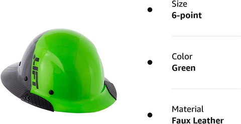 DAX Carbon Fiber Full Brim Safety Helmet 50 50 Lime Green Black Ultra Lightweight Shell side view