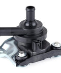 High Output Auxiliary Electric Water Pump For 2004 Through 2009 Toyota Prius Hybrid 1.5L Engine close-up view showing inlet and outlet.