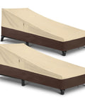 Two Pack Waterproof Outdoor Chaise Lounge Covers Heavy Duty Patio Furniture Covers For All Weather Protection Beige And Brown