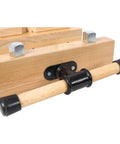 Detail of Top Tier Wood Vise For Workbench Quick Release Handle G Type Mount 78 Inch showing wooden handle and mounting clips.