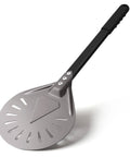 Newmeto 7-inch round aluminum perforated pizza peel with black handle