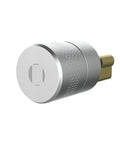 Close-up of a sturdy electronic cylinder for a smart lock featuring Zero Fuss Keyless Entry Setup With This Game Changing Smart Lock Featuring Lightning Fast Fingerprint Scanning And A Super Sturdy Electronic Cylinder For Flawless Door Security.