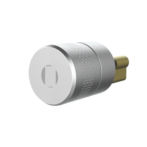 Slick Fingerprint Smart Lock For Front Door With Electronic Cylinder Motor And Keyless Entry System showing silver electronic cylinder motor.
