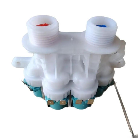 Water Inlet Solenoid Valve For Washing Machine 120V With 4 Port Design No Fuss Easy Install Cyan Long Lasting Plastic Construction Replacement Part For W11096268 And W11165546, 4-port white and cyan valve