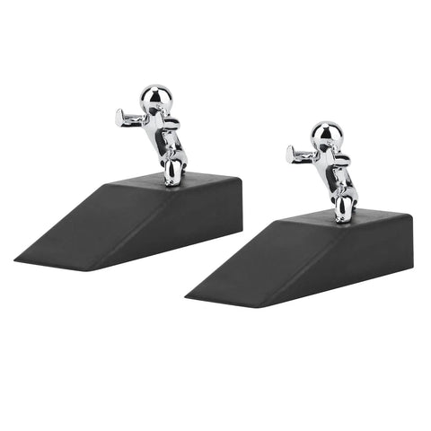 Set Of 2 Cute Door Stopper Wedges, Decorative Rubber Door Stops For Home And Office, Sturdy Zinc Alloy Base With Rubber Tip