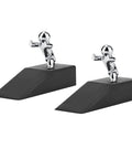 Two Pack Door Stopper Wedges Set With Zinc Alloy Rubber Gentle Weighted Angle For Home Office Bedroom Garage Front Door Safety