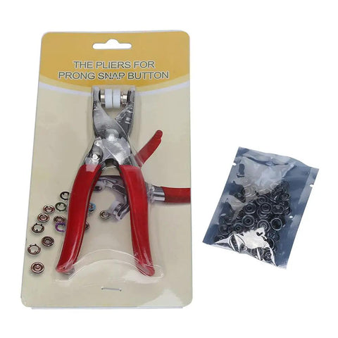 Easy Press Snap Fastener Pliers Kit With 108 Snaps 3/16 Inch for shirts jeans jackets bags crafts clean finish quick install