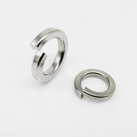 Over 1035 Piece Stainless Steel Split Lock Washer Set M1.6 To M16, 304 Grade Spring Washers Assortment Kit With Elastic Gasket, Built For Vibration Proof, DIY Friendly, Secure Fastening For Nuts And Bolts, shown close-up