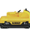 Compact Brushless Impact Wrench Kit Featuring 12V Motor And 3/8 Square Drive High Torque Settings That Rip Through Rusty Bolts For Pro Mechanics And Weekend Grease Monkeys battery, 12V, 2Ah, lithium ion, yellow and black design.