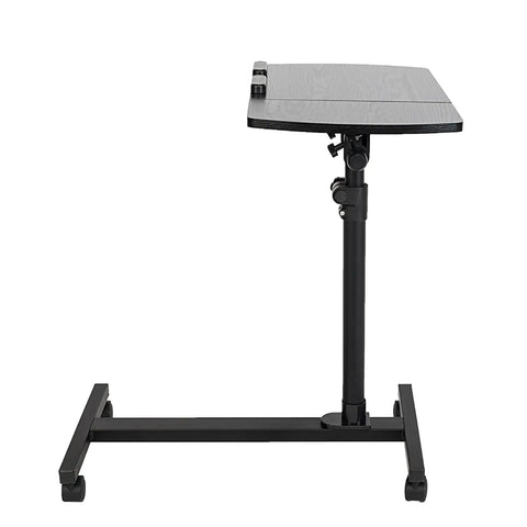 Crush Your Daily Grind With This Rock Solid Adjustable Height Rolling Computer Desk Featuring Lockable Casters, Black with adjustable height.