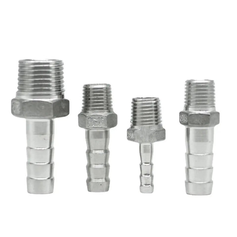 Heavy Duty Stainless Steel NPT Male Hose Barb Pipe Fitting Connector Kit, 1 Eighth To 2 Inch NPT Sizes, 304 Stainless
