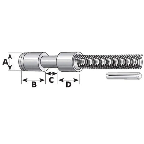 Diagram showing S14105 Pin Assembly Yoke Replacement For Steering Shaft Joint OEM Spec with labeled dimensions A, B, C, D.