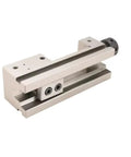 Heavy Duty Industrial Machine Vise Featuring Lightning Quick Adjust Slide Bar And Precise Beveled Jaws For Solid Grip On Cnc Mills And Garage Rigs, side view showing smooth slide bar.