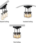 Dope 3-Light Glass Mason Jar Pendant Lights for Kitchen Island, farmhouse style, on sloped, vaulted, and flat ceilings shown.