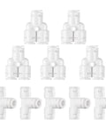 10-piece white 1/4-inch push-fit Tee and Y fittings (POM) for RO water systems
