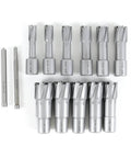 Carbide TCT annular cutter set, 13-piece with Weldon shanks; front view, 1/2-1-1/8 in dia, 1-3/8 in depth