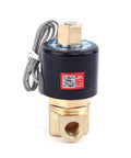 12V DC Brass Electric Solenoid Valve Normally Open 1/4 Inch NPT, brass body, for water, air, diesel; ideal for irrigation and DIY projects.